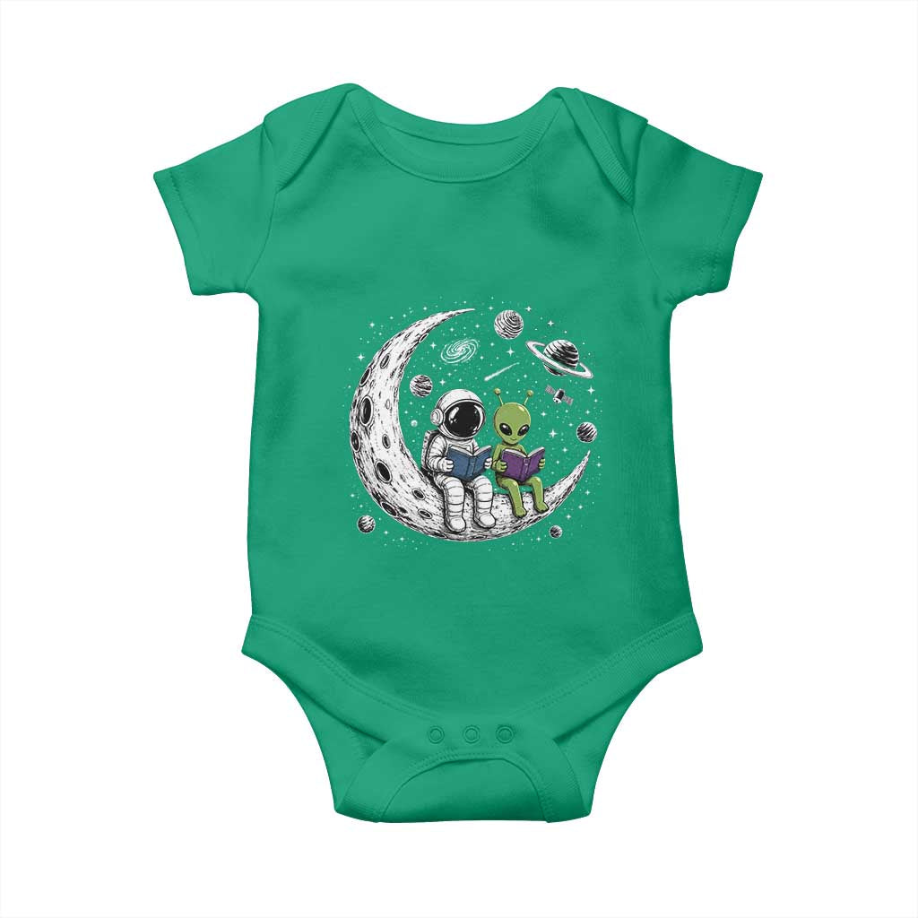 Funny Bookworm In Space Baby Onesie Cute Astronaut And Alien Reading