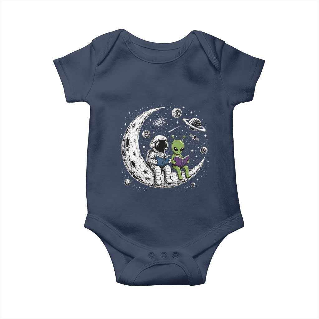 Funny Bookworm In Space Baby Onesie Cute Astronaut And Alien Reading