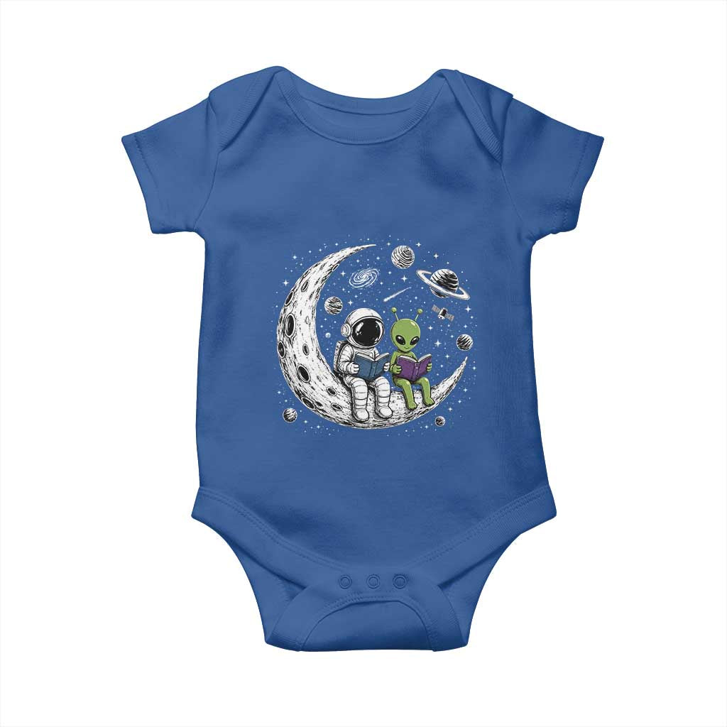 Funny Bookworm In Space Baby Onesie Cute Astronaut And Alien Reading