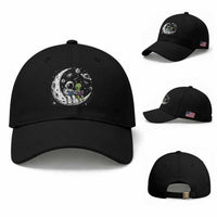 Funny Bookworm In Space Baseball Cap Cute Astronaut And Alien Reading