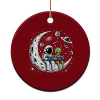 Funny Bookworm In Space Ceramic Ornament Cute Astronaut And Alien Reading