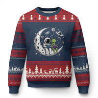 Funny Bookworm In Space Ugly Christmas Sweater Cute Astronaut And Alien Reading