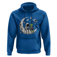 Funny Bookworm In Space Hoodie Cute Astronaut And Alien Reading