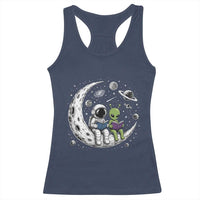 Funny Bookworm In Space Racerback Tank Top Cute Astronaut And Alien Reading