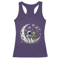 Funny Bookworm In Space Racerback Tank Top Cute Astronaut And Alien Reading