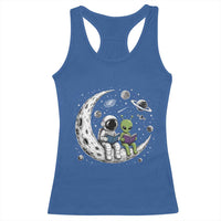 Funny Bookworm In Space Racerback Tank Top Cute Astronaut And Alien Reading