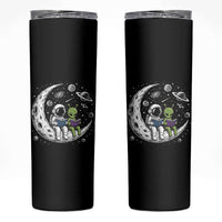 Funny Bookworm In Space Skinny Tumbler Cute Astronaut And Alien Reading