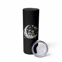 Funny Bookworm In Space Skinny Tumbler Cute Astronaut And Alien Reading