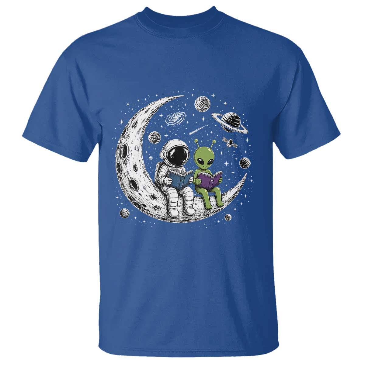 Funny Bookworm In Space T Shirt Cute Astronaut And Alien Reading