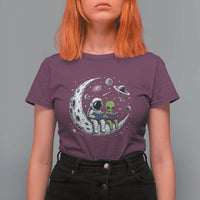 Funny Bookworm In Space T Shirt For Women Cute Astronaut And Alien Reading