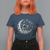 Funny Bookworm In Space T Shirt For Women Cute Astronaut And Alien Reading