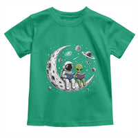 Funny Bookworm In Space Toddler T Shirt Cute Astronaut And Alien Reading