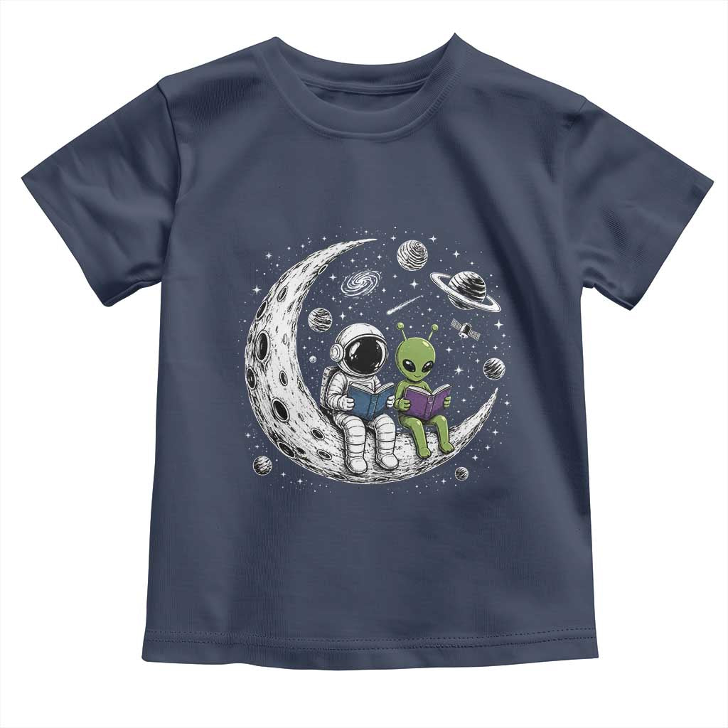 Funny Bookworm In Space Toddler T Shirt Cute Astronaut And Alien Reading