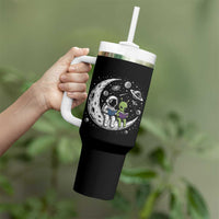 Funny Bookworm In Space Tumbler With Handle Cute Astronaut And Alien Reading