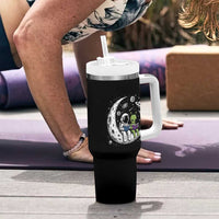 Funny Bookworm In Space Tumbler With Handle Cute Astronaut And Alien Reading