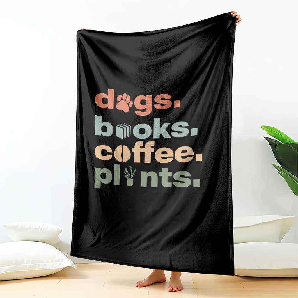 Funny Introvert Life Lover Throw Blanket Dogs Books Coffee And Plants