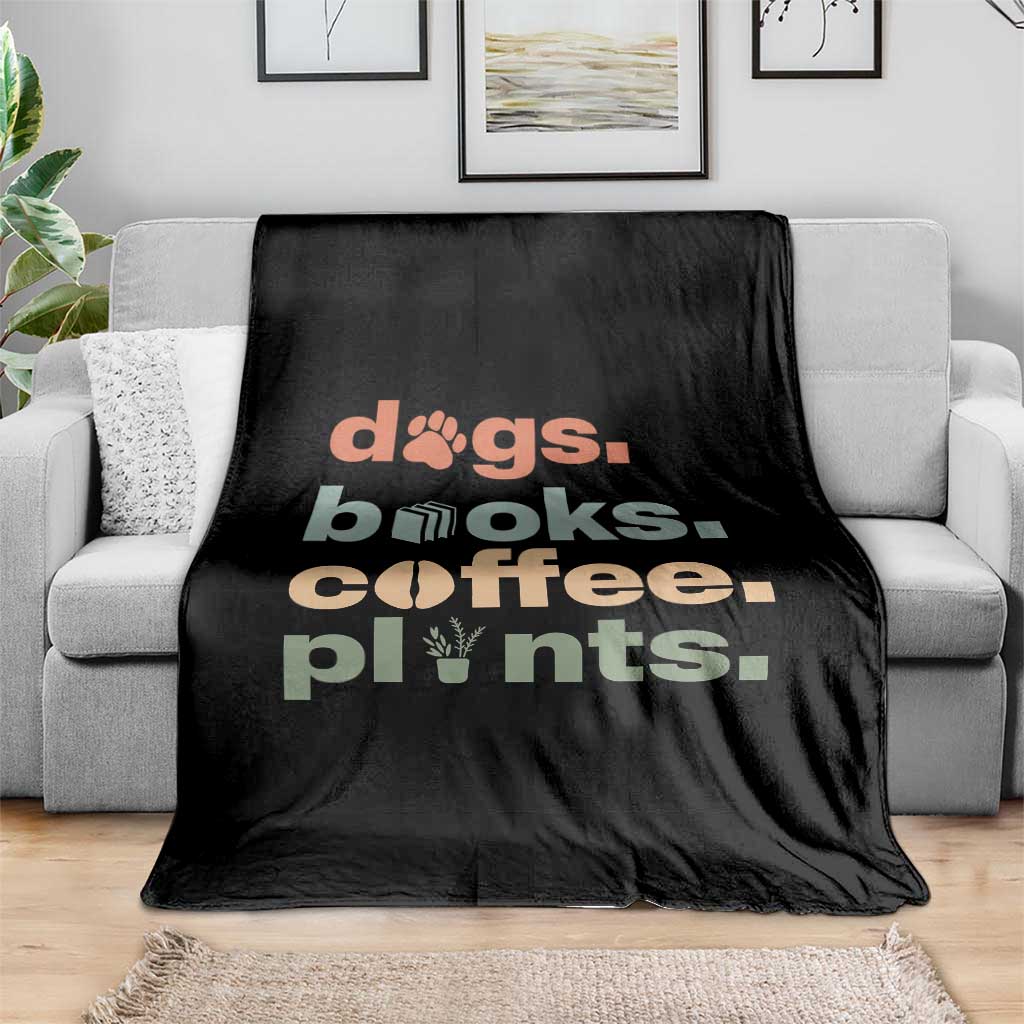 Funny Introvert Life Lover Throw Blanket Dogs Books Coffee And Plants