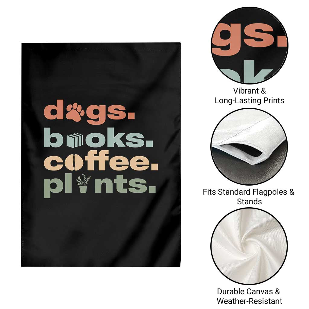 Funny Introvert Life Lover Garden Flag Dogs Books Coffee And Plants