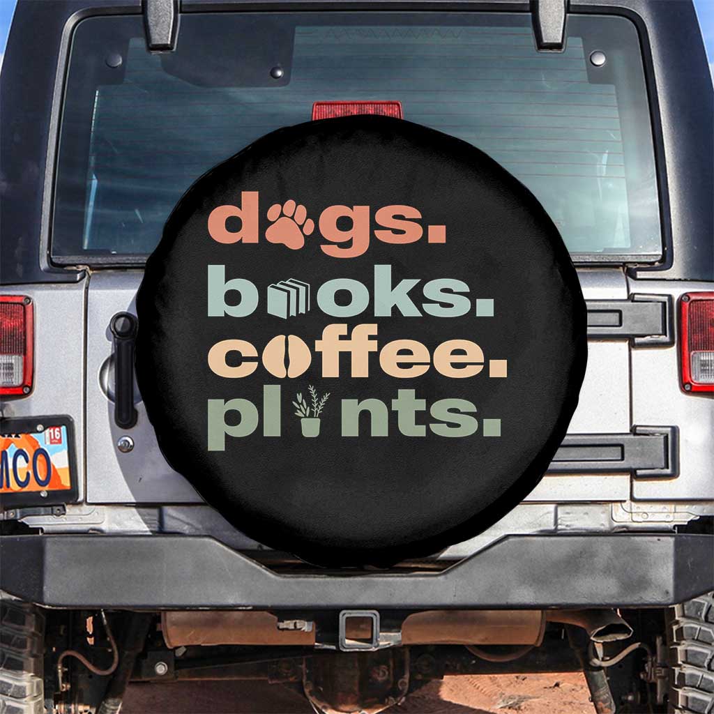 Funny Introvert Life Lover Spare Tire Cover Dogs Books Coffee And Plants