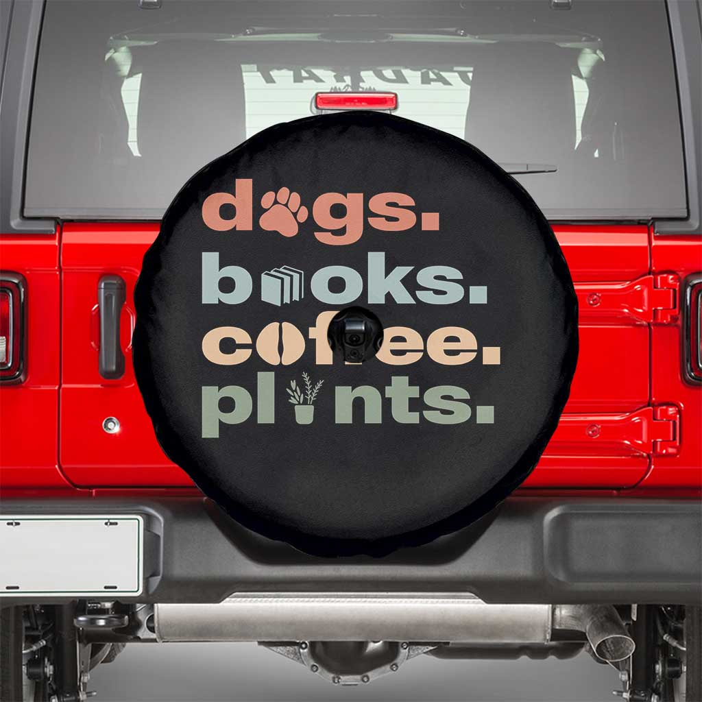 Funny Introvert Life Lover Spare Tire Cover Dogs Books Coffee And Plants