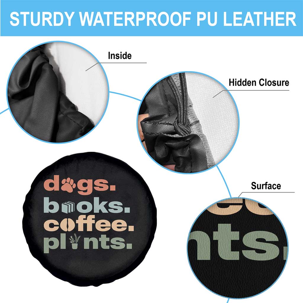 Funny Introvert Life Lover Spare Tire Cover Dogs Books Coffee And Plants