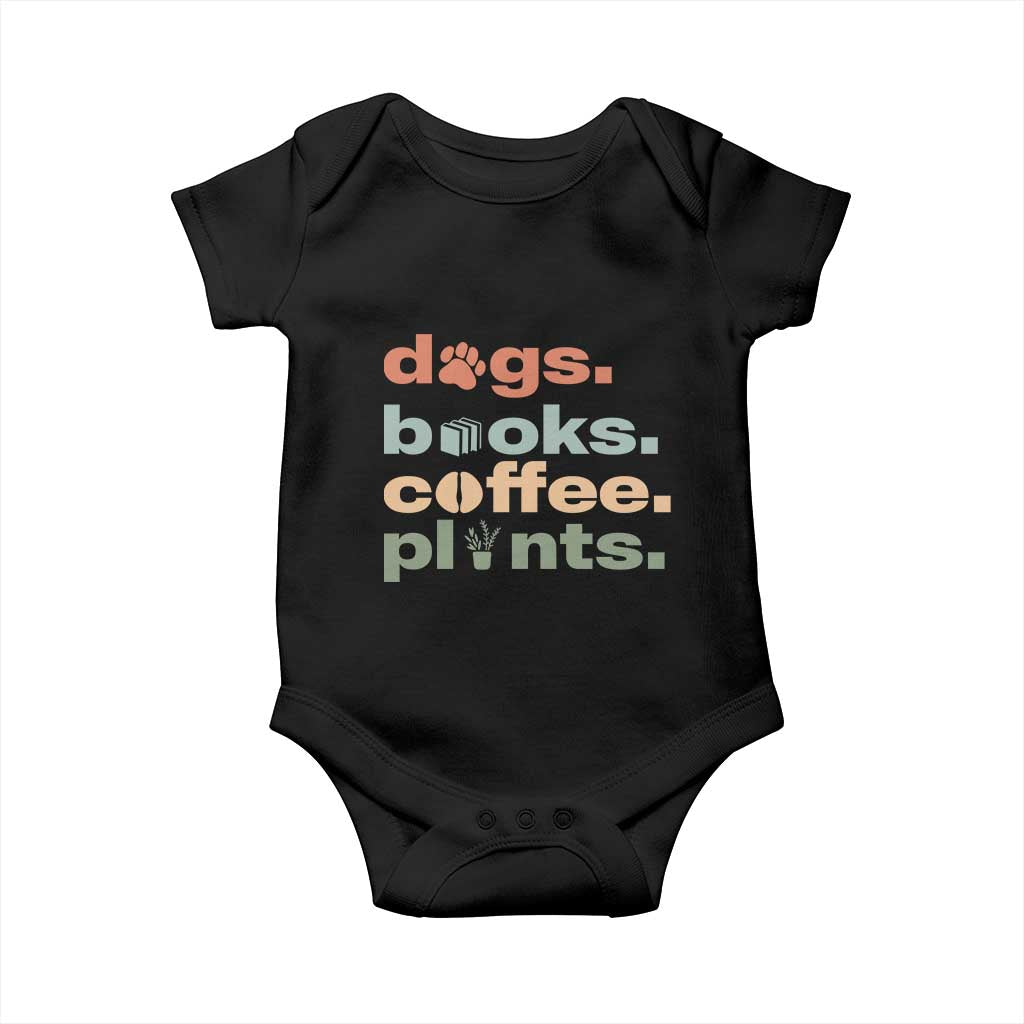 Funny Introvert Life Lover Baby Onesie Dogs Books Coffee And Plants