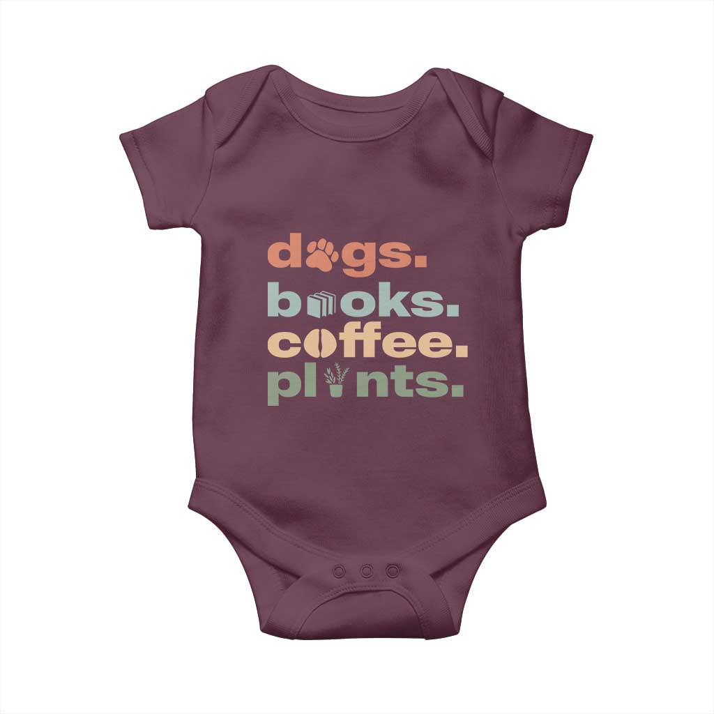 Funny Introvert Life Lover Baby Onesie Dogs Books Coffee And Plants