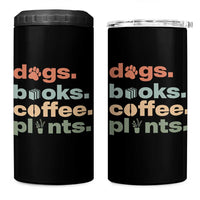 Funny Introvert Life Lover 4 in 1 Can Cooler Tumbler Dogs Books Coffee And Plants
