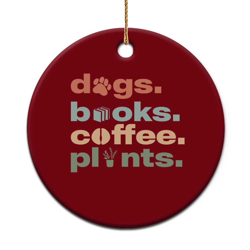 Funny Introvert Life Lover Ceramic Ornament Dogs Books Coffee And Plants
