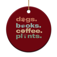Funny Introvert Life Lover Ceramic Ornament Dogs Books Coffee And Plants