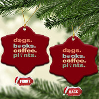 Funny Introvert Life Lover Ceramic Ornament Dogs Books Coffee And Plants
