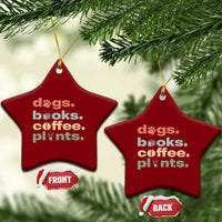 Funny Introvert Life Lover Ceramic Ornament Dogs Books Coffee And Plants