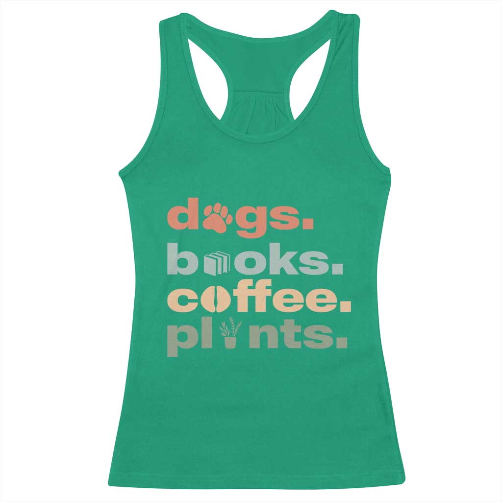 Funny Introvert Life Lover Racerback Tank Top Dogs Books Coffee And Plants