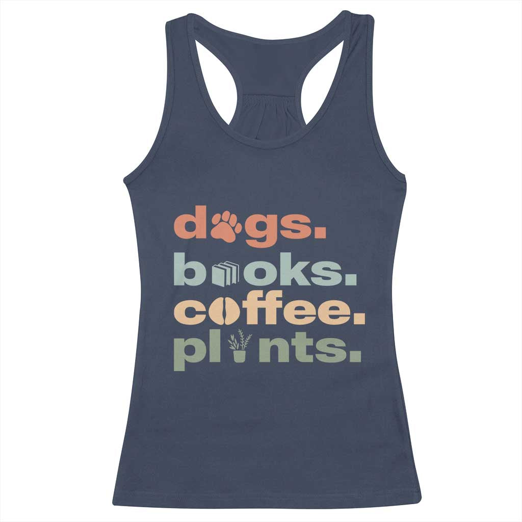Funny Introvert Life Lover Racerback Tank Top Dogs Books Coffee And Plants