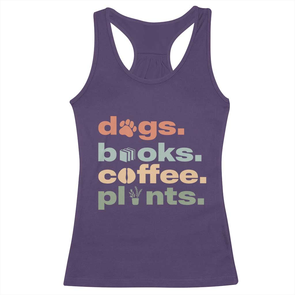 Funny Introvert Life Lover Racerback Tank Top Dogs Books Coffee And Plants
