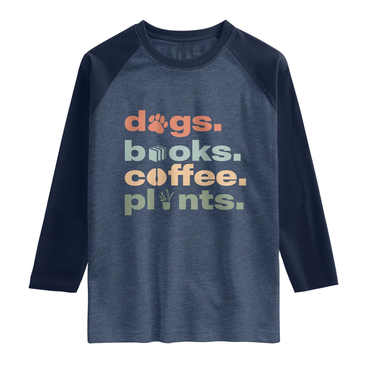 Funny Introvert Life Lover Raglan Shirt Dogs Books Coffee And Plants