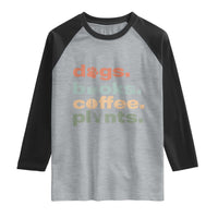 Funny Introvert Life Lover Raglan Shirt Dogs Books Coffee And Plants