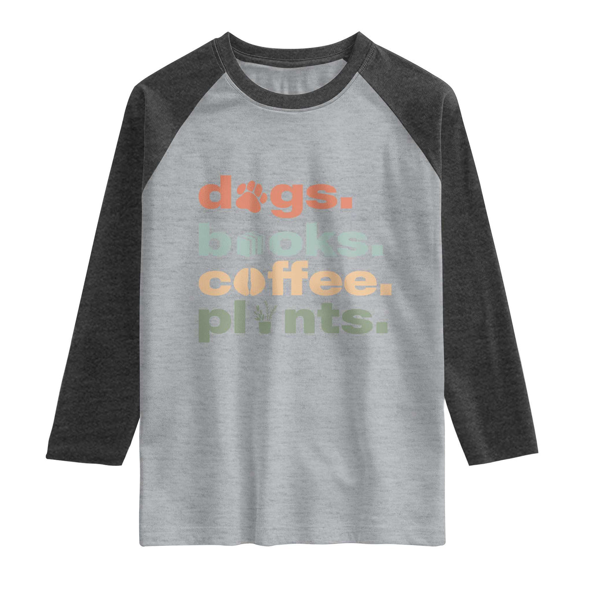 Funny Introvert Life Lover Raglan Shirt Dogs Books Coffee And Plants