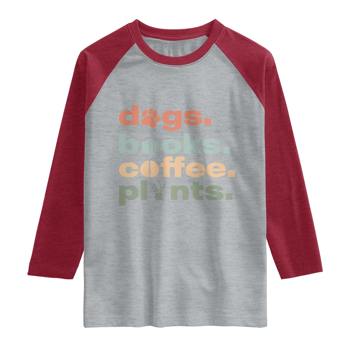 Funny Introvert Life Lover Raglan Shirt Dogs Books Coffee And Plants