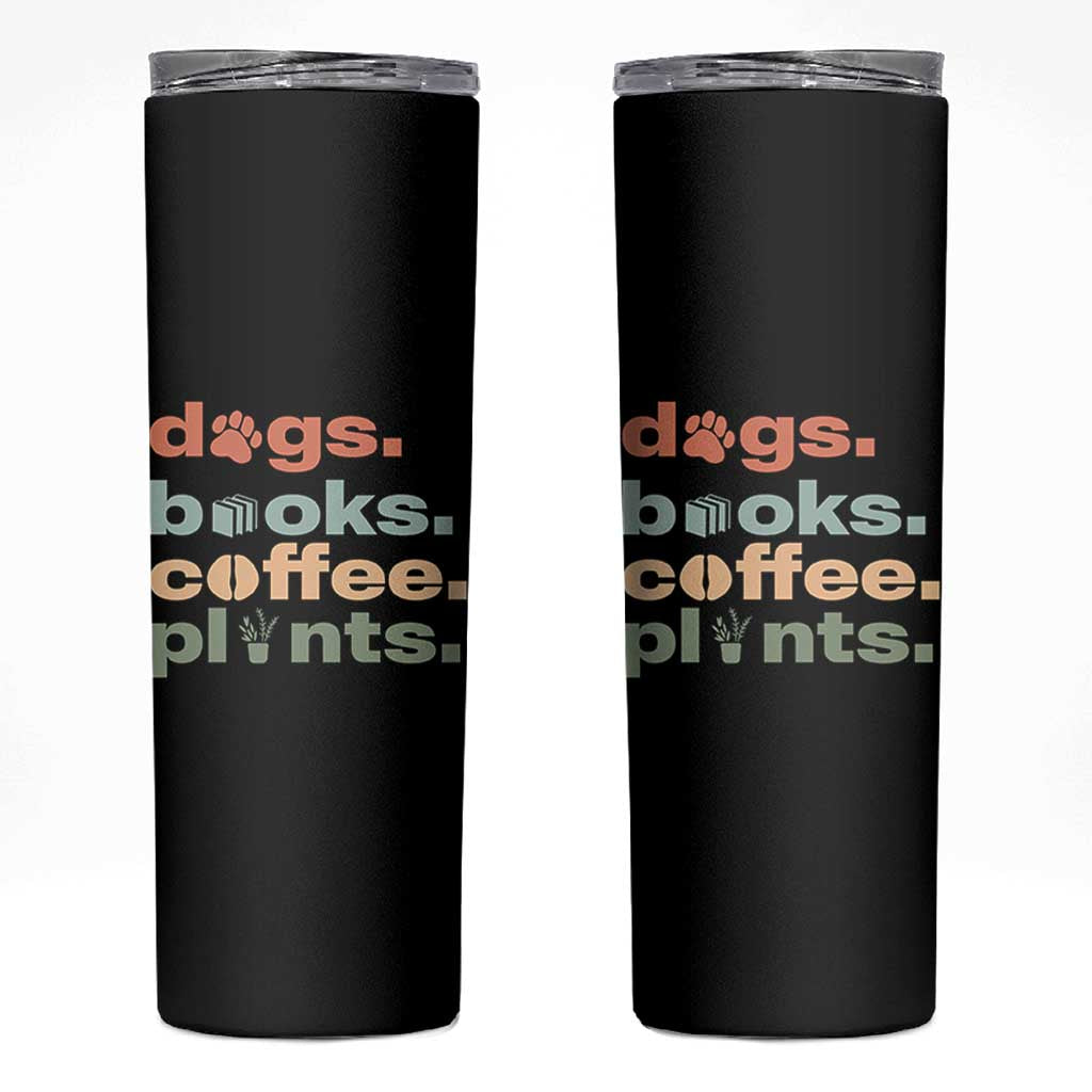 Funny Introvert Life Lover Skinny Tumbler Dogs Books Coffee And Plants
