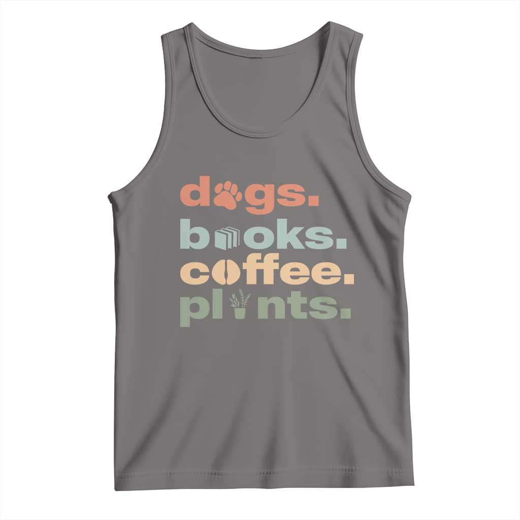 Funny Introvert Life Lover Tank Top Dogs Books Coffee And Plants
