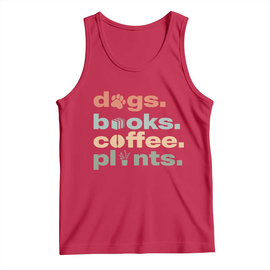 Funny Introvert Life Lover Tank Top Dogs Books Coffee And Plants