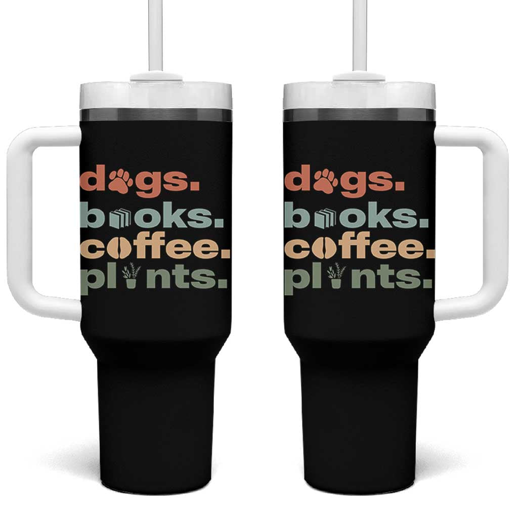 Funny Introvert Life Lover Tumbler With Handle Dogs Books Coffee And Plants