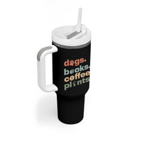 Funny Introvert Life Lover Tumbler With Handle Dogs Books Coffee And Plants