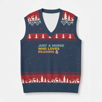 Just A Nurse Who Loves Reading V-Neck Knit Sweater Vest Bookish Nurse Gift