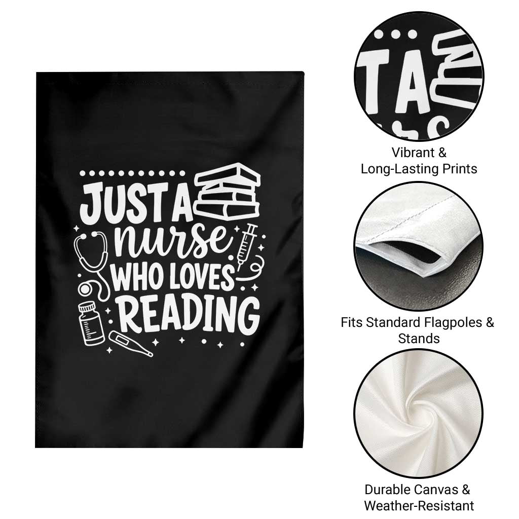 Just A Nurse Who Loves Reading Garden Flag Funny Medical Bookworm Gift