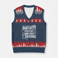 Just A Nurse Who Loves Reading V-Neck Knit Sweater Vest Funny Medical Bookworm Gift
