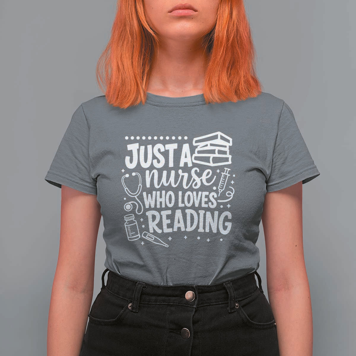 Just A Nurse Who Loves Reading T Shirt For Women Funny Medical Bookworm Gift