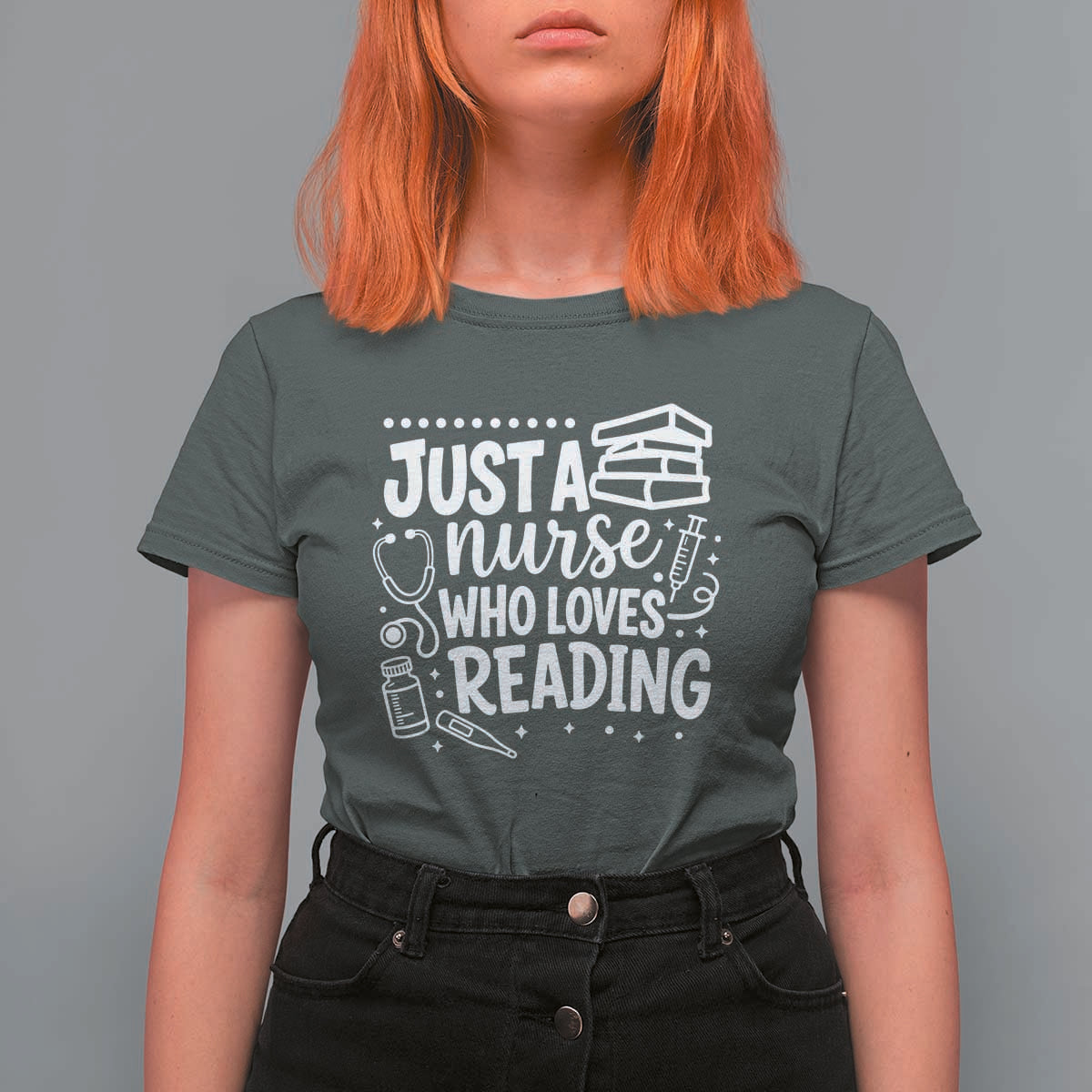 Just A Nurse Who Loves Reading T Shirt For Women Funny Medical Bookworm Gift