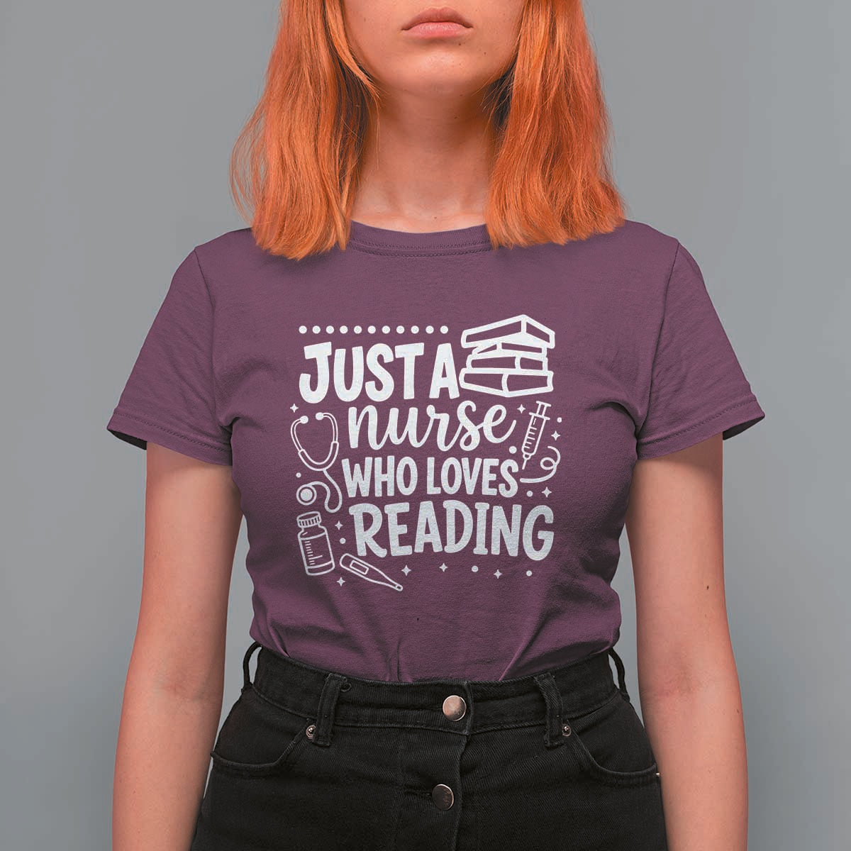 Just A Nurse Who Loves Reading T Shirt For Women Funny Medical Bookworm Gift